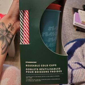 Starbucks holiday reusable cold cups with straws